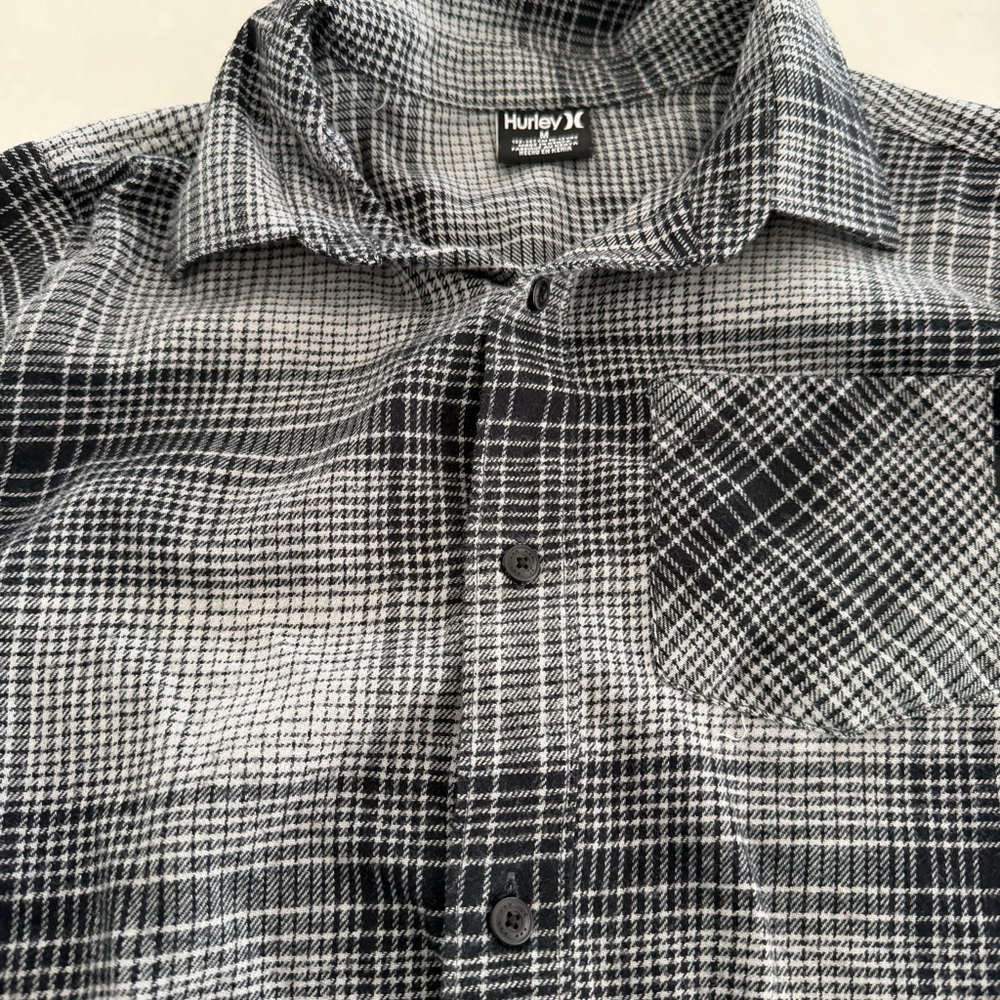 Hurley Kids Black and White Plaid Button Down Shirt